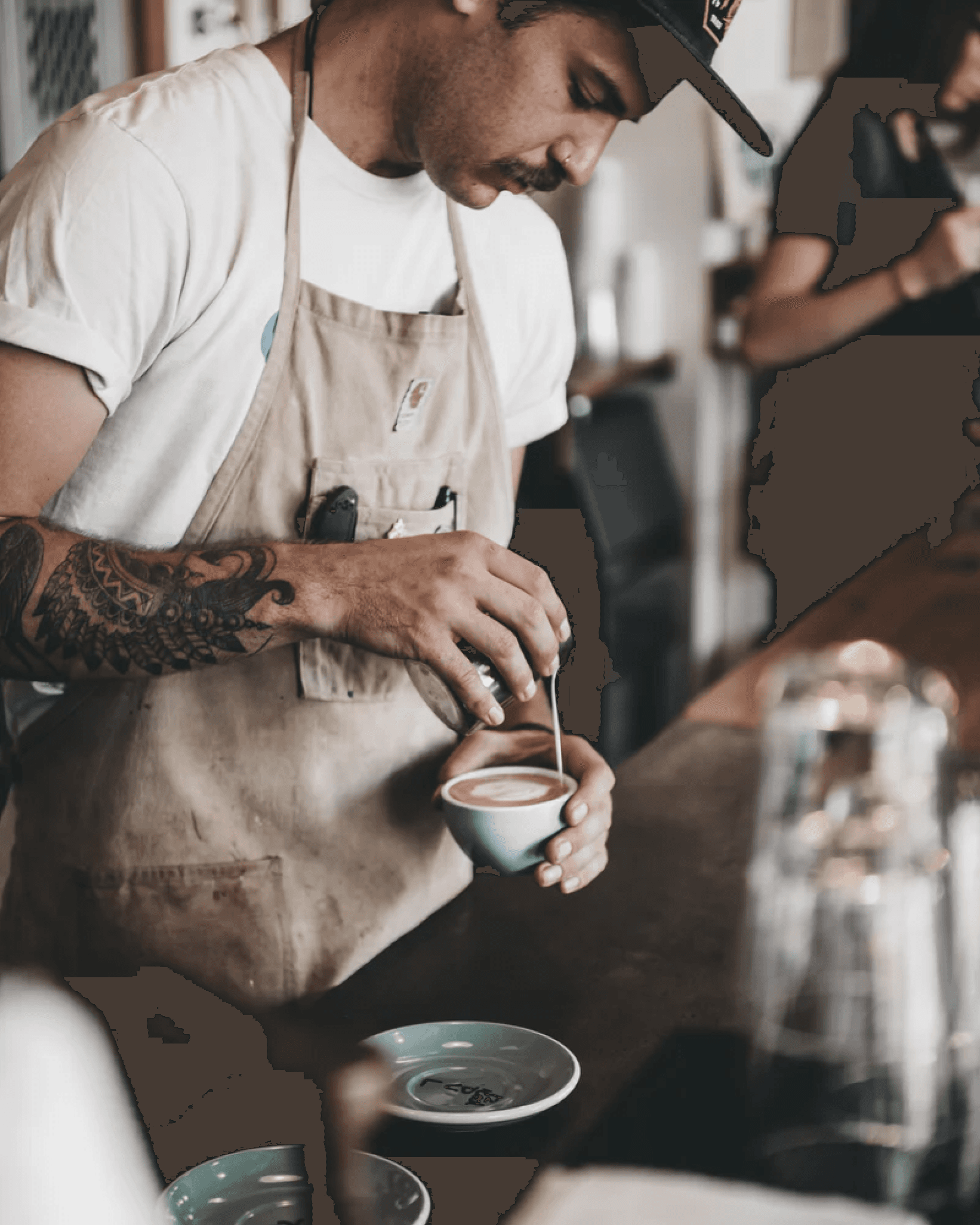 Barista making coffee